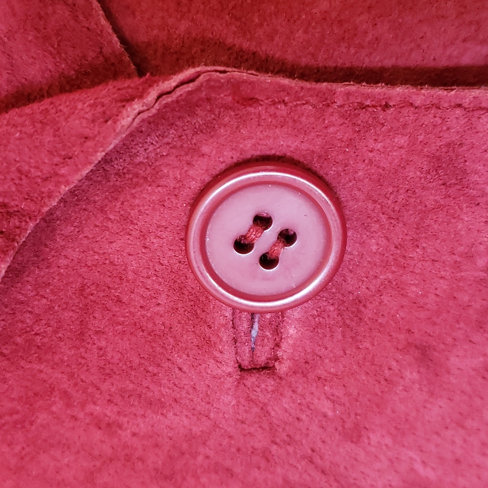 Vintage Red Suede Leather Blazer Jacket Women's Large 100% Genuine Shacket LARGE - Picture 9 of 14